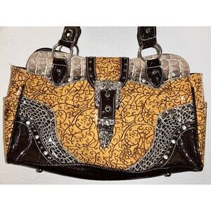 P&G COLLECTION HIGH QUALITY SYNTHETIC  LEATHER Yellow Style Handbags Rhinestone